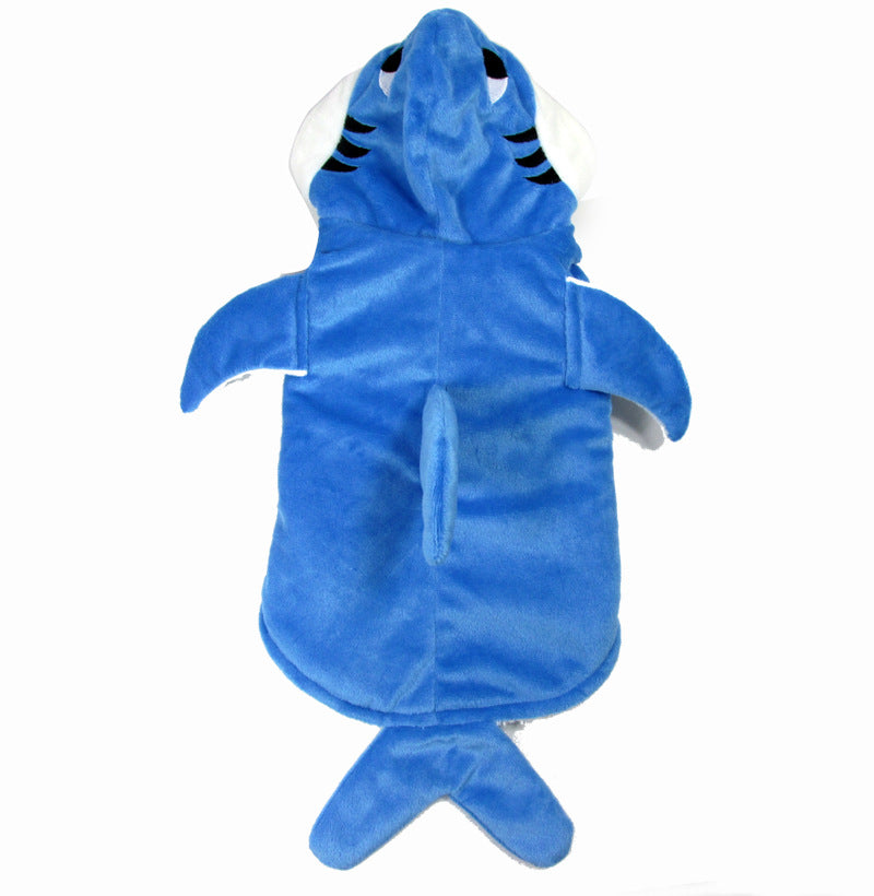 Thick Teddy Dog Clothes with 3D Shark Design
