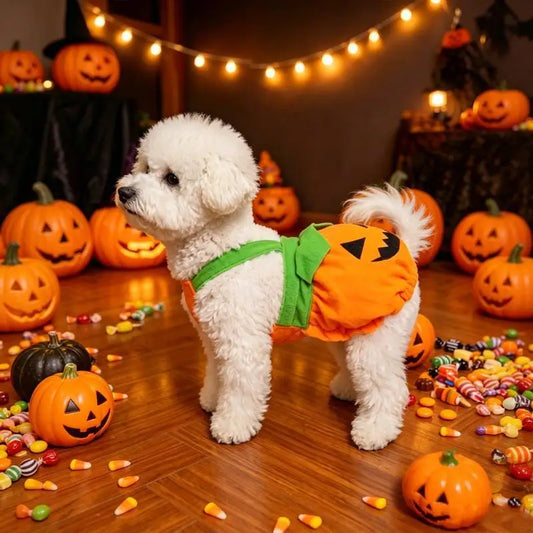 Halloween Pumpkin Pet Costume Cute Pet Dress Funny Pumpkin Outfit Clothes For Small Dogs Cats Teddy Poodle Bichon Party Clothing