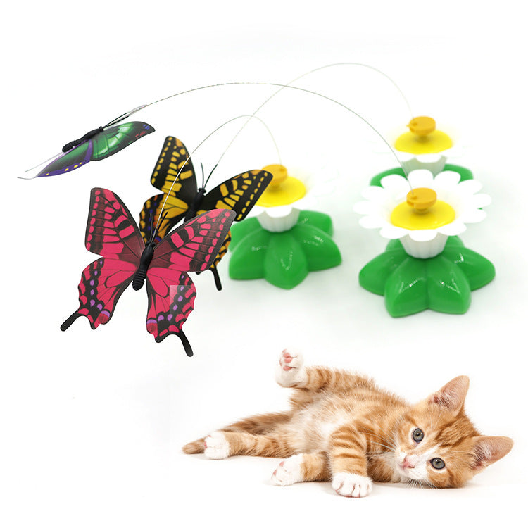 Automatic Rotating Cat Teaser with Butterflies and Hummingbirds